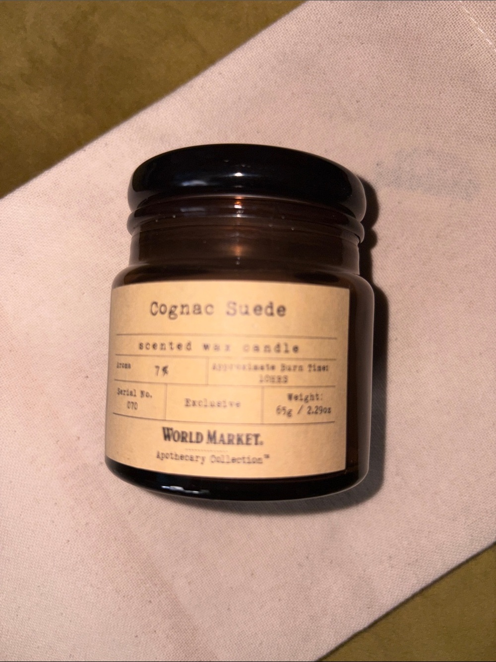 World Market Cognac Suede Candle
